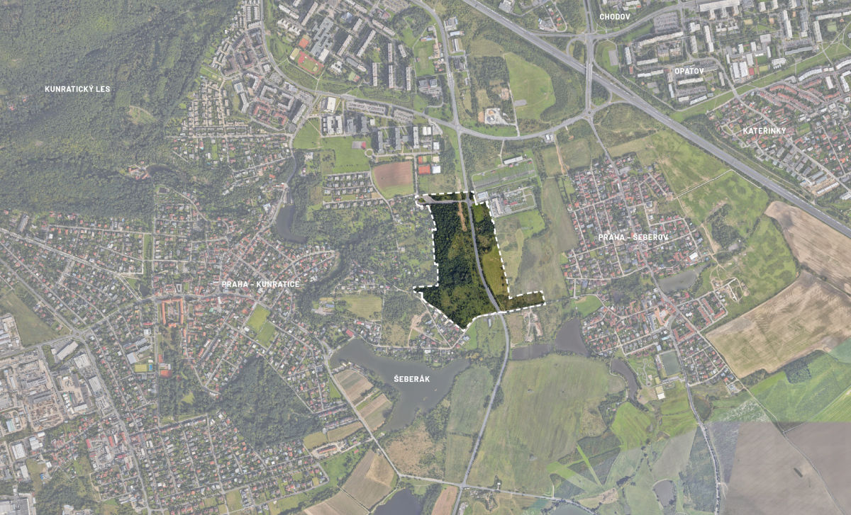 Mapa území Nové Kunratice