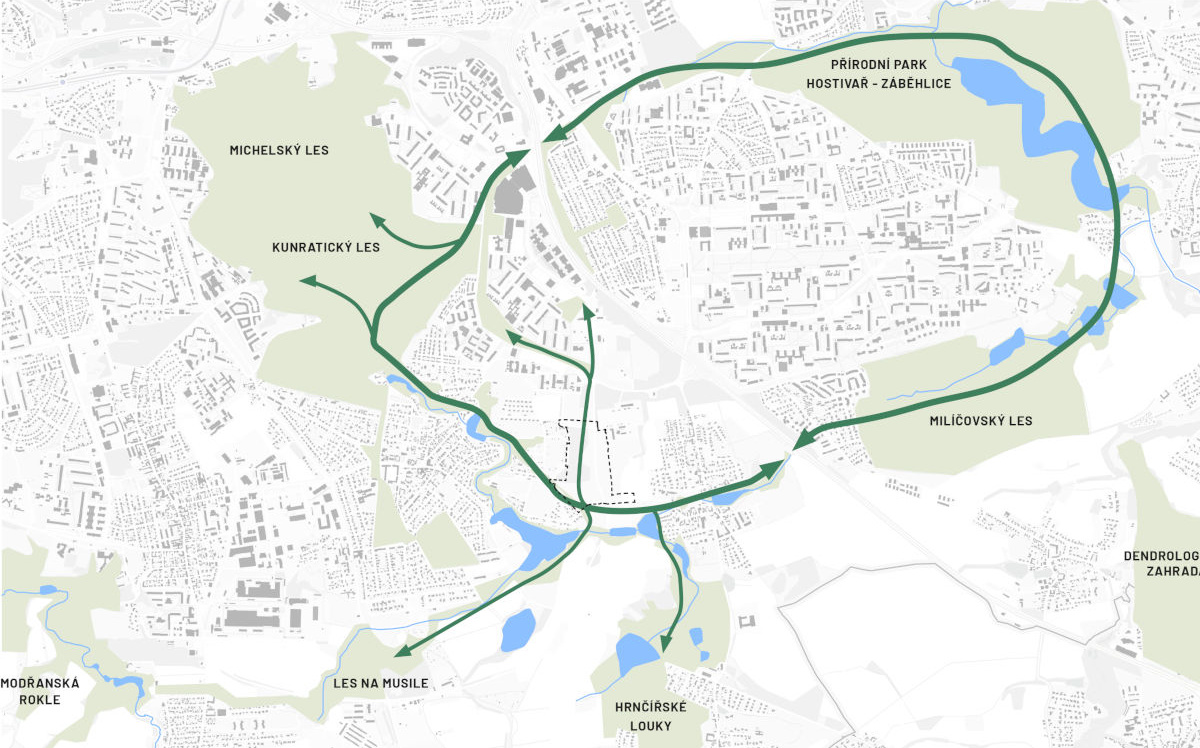 Napojení na pěší okruhy